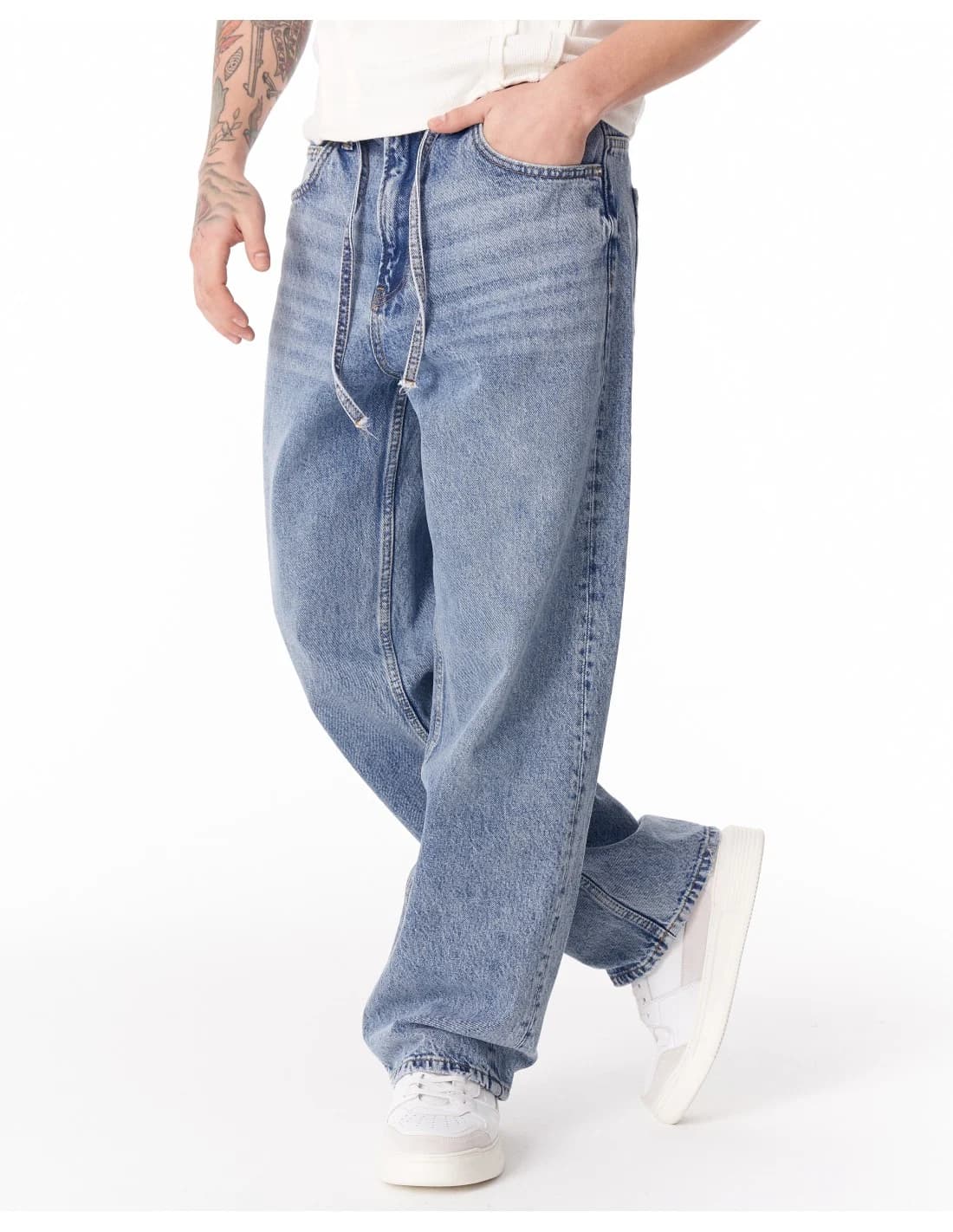 Baggy Fit Drawstring Light Blue Jean 2