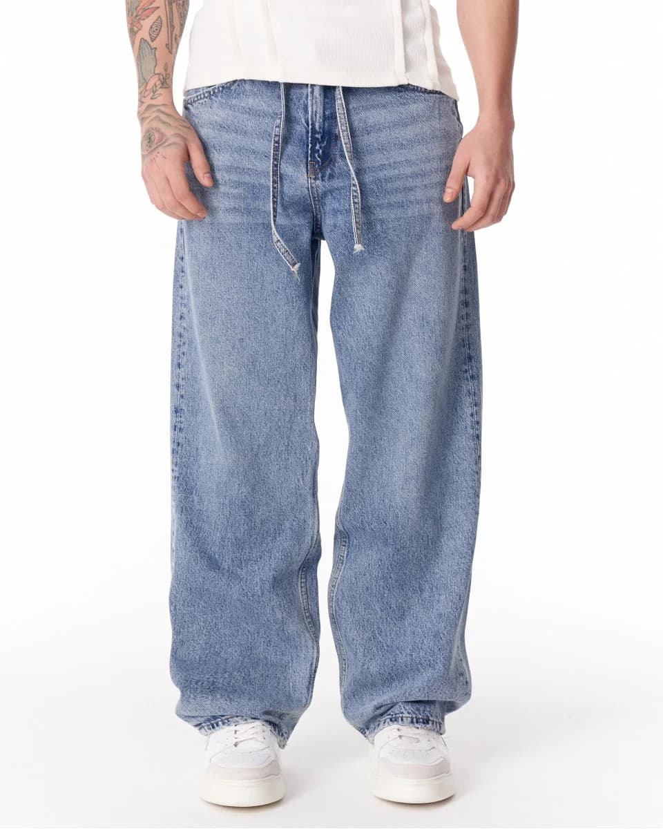 Baggy Fit Drawstring Light Blue Jean